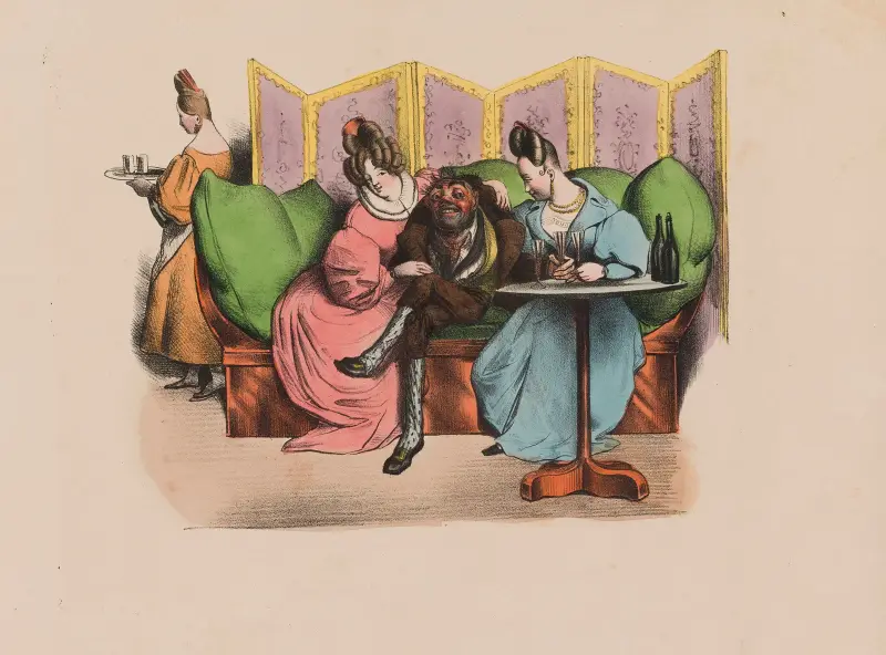 Ah Séductrice tu frottes la bosse à Mayeux av Charles-Joseph Traviès de Villers