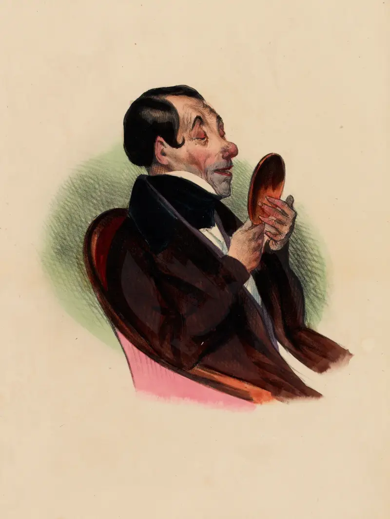Contentement de soi-même. The man who is satisfied with himself av Charles-Joseph Traviès de Villers
