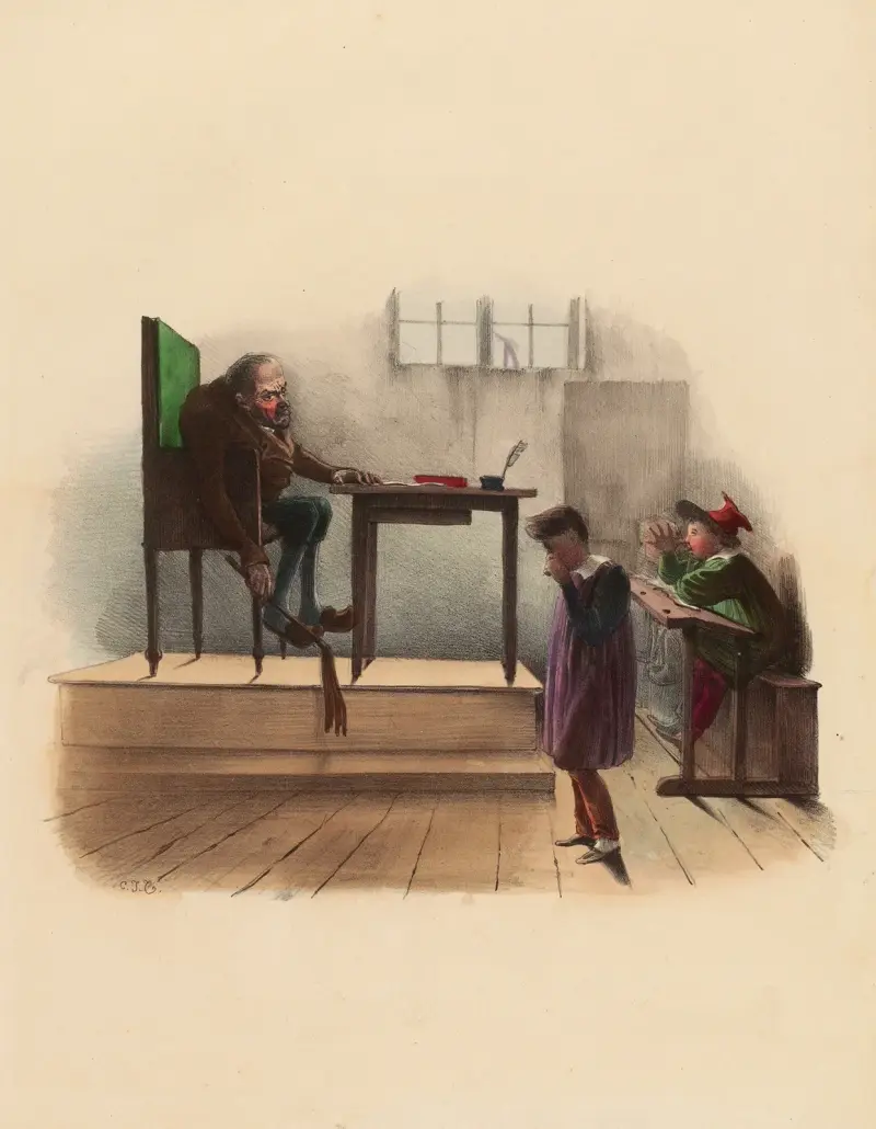 Herr Mayeux skola. Det är inte jag, herrn. Det är han den där som alltid kallar mig heuriquicuistre av Charles-Joseph Traviès de Villers