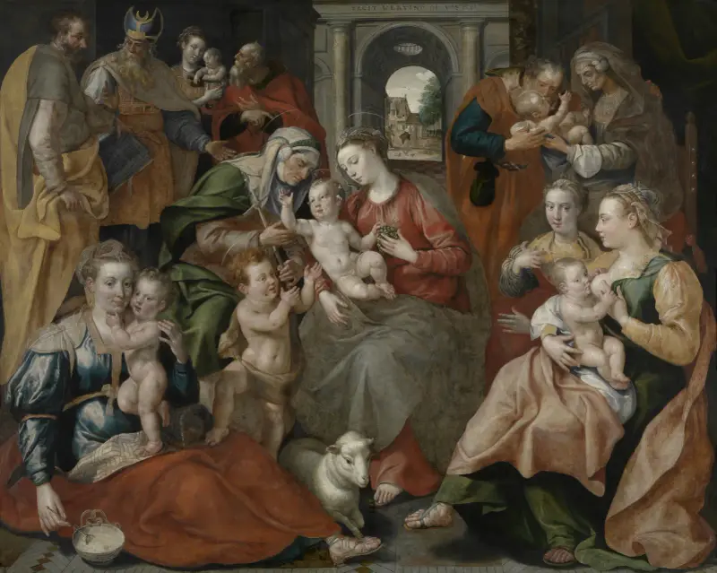 Den heliga Anna och hennes familj av Maerten De Vos