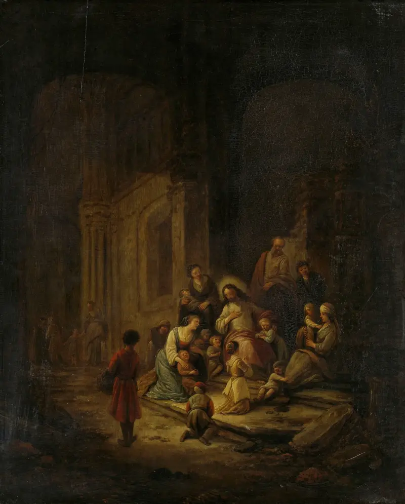 Christ Blessing the little Children av Jacob de Wit