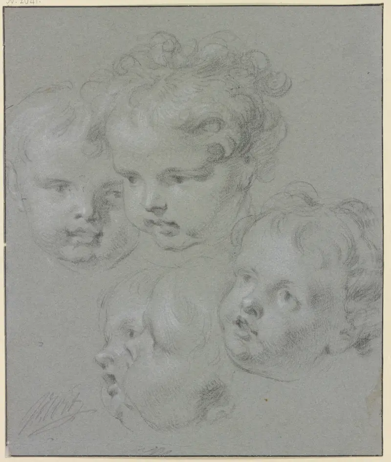 Five child’s heads av Jacob de Wit
