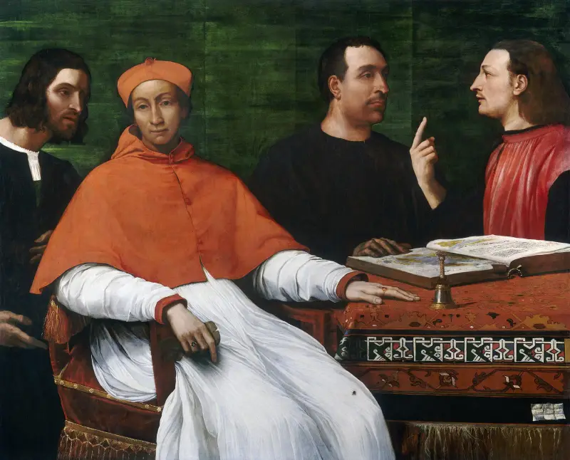 Kardinal Bandinello Sauli, hans sekreterare och två geografer av Sebastiano del Piombo