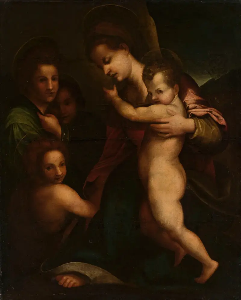 Madonna mit Kind, Jesus und Johannes von Andrea del Sarto