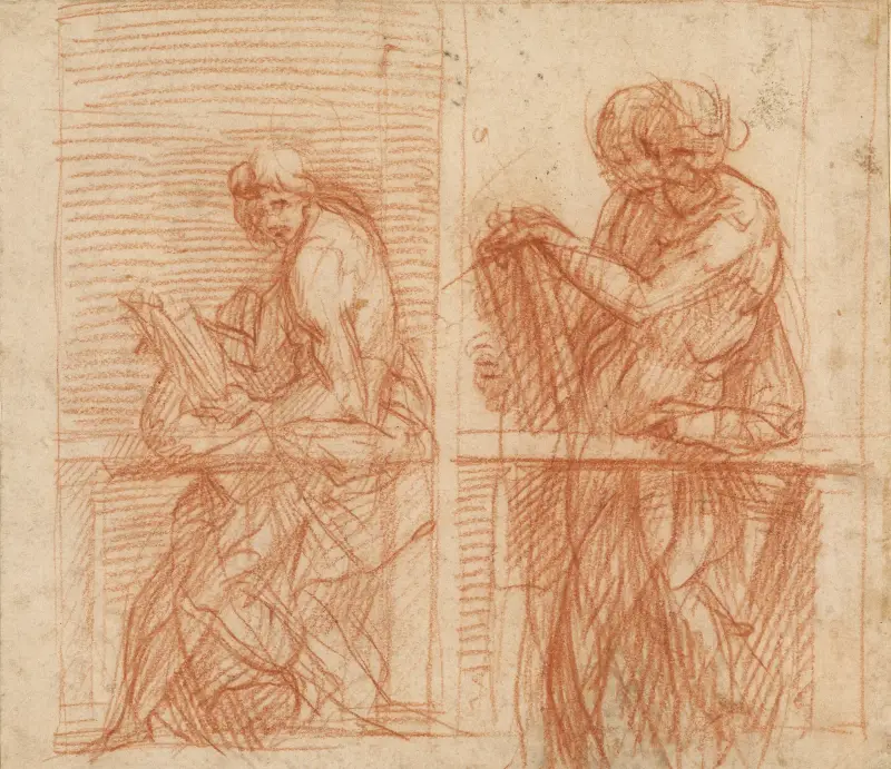 Studie av figurer bakom en balustrad, 1522 – nr 2 av Andrea del Sarto
