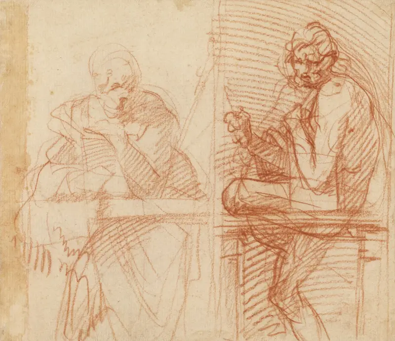 Studie av figurer bakom en balustrad, 1522 – nr 1 av Andrea del Sarto