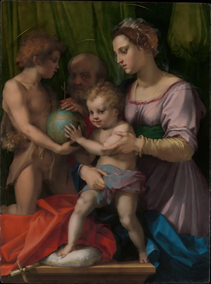 Den heliga familjen med den unge Johannes Döparen av Andrea del Sarto