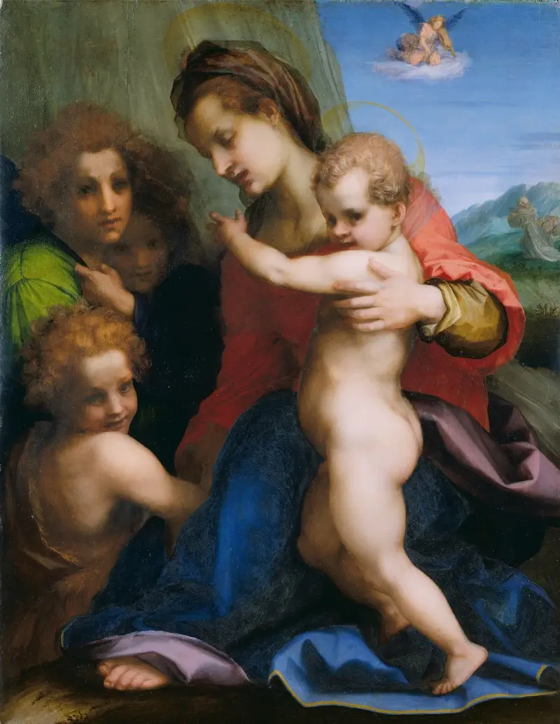 Madonnan med barnet och den lille Johannes av Andrea del Sarto
