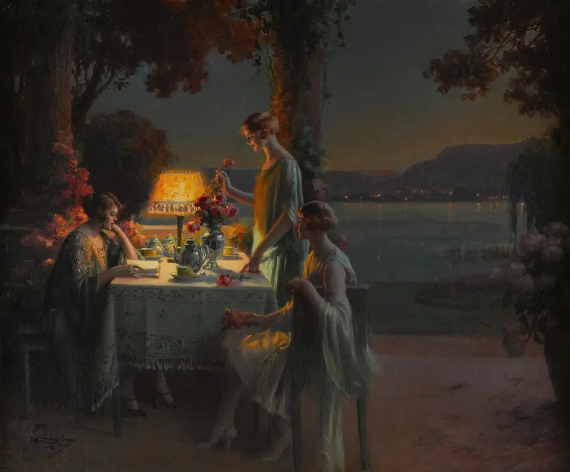 Unga kvinnor vid sjön av Delphin Enjolras