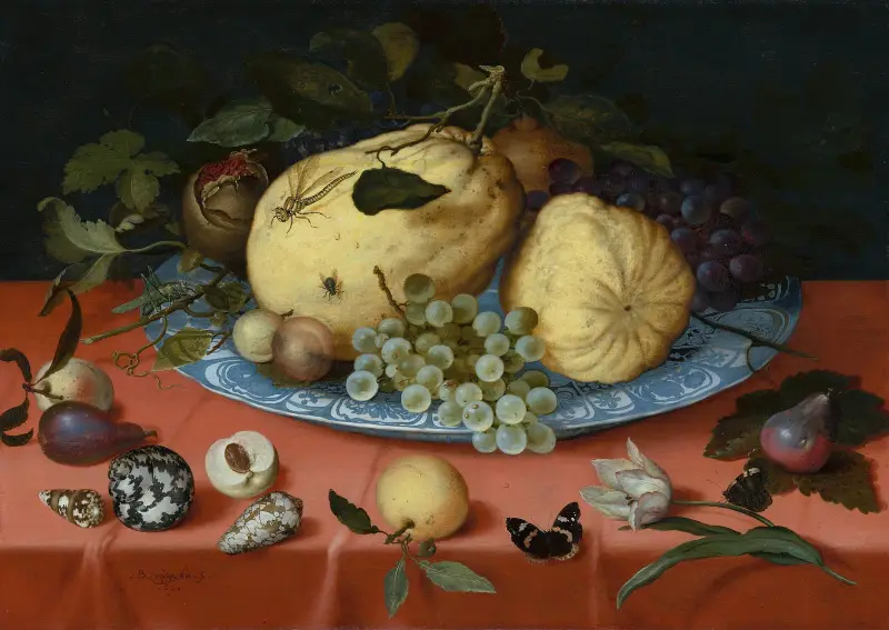 Fruit Still Life with Shells and Tulip av Balthasar van der Ast