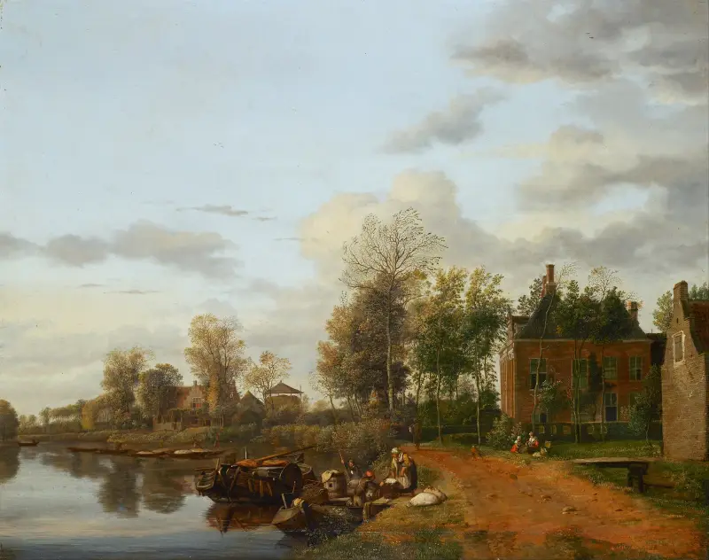 Lanthus vid Vliet nära Delft av Jan van der Heyden