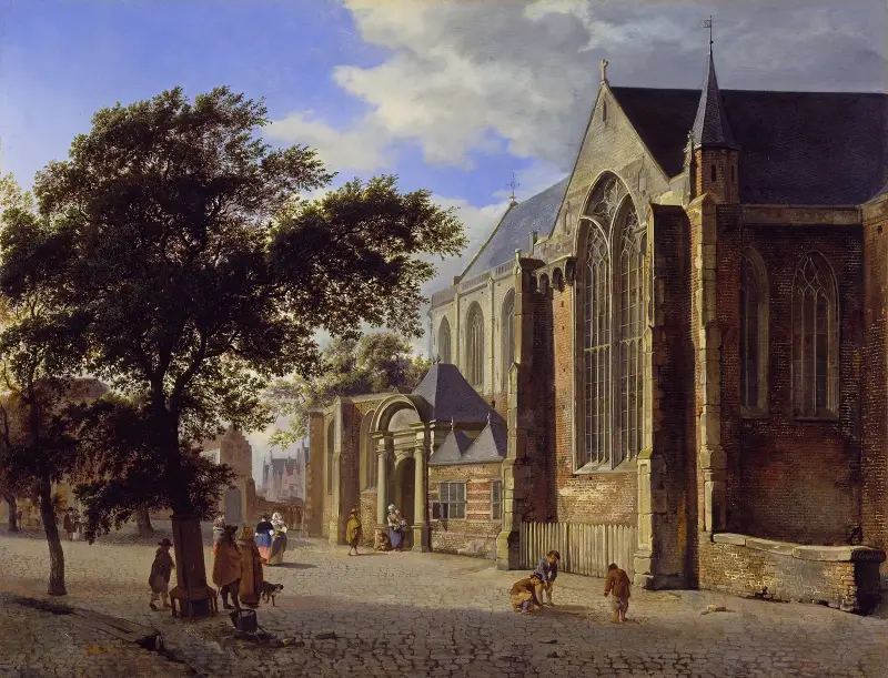 Kyrkoexteriör av Jan van der Heyden