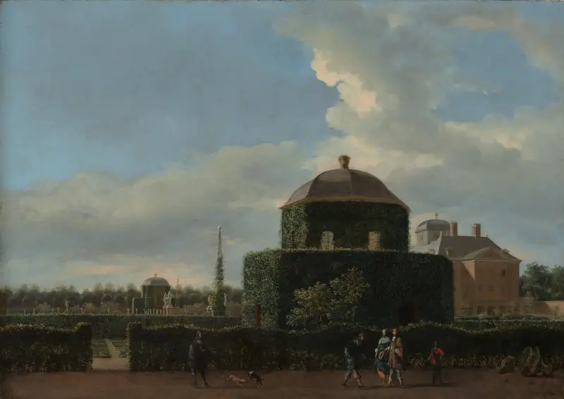 Huis ten Bosch in Den Haag und sein formaler Garten (Ansicht von Osten), 1668 – Nr. 2 von Jan van der Heyden