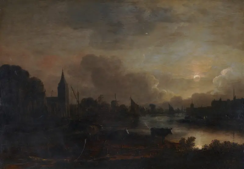 Moonlight Landscape av Aert van der Neer