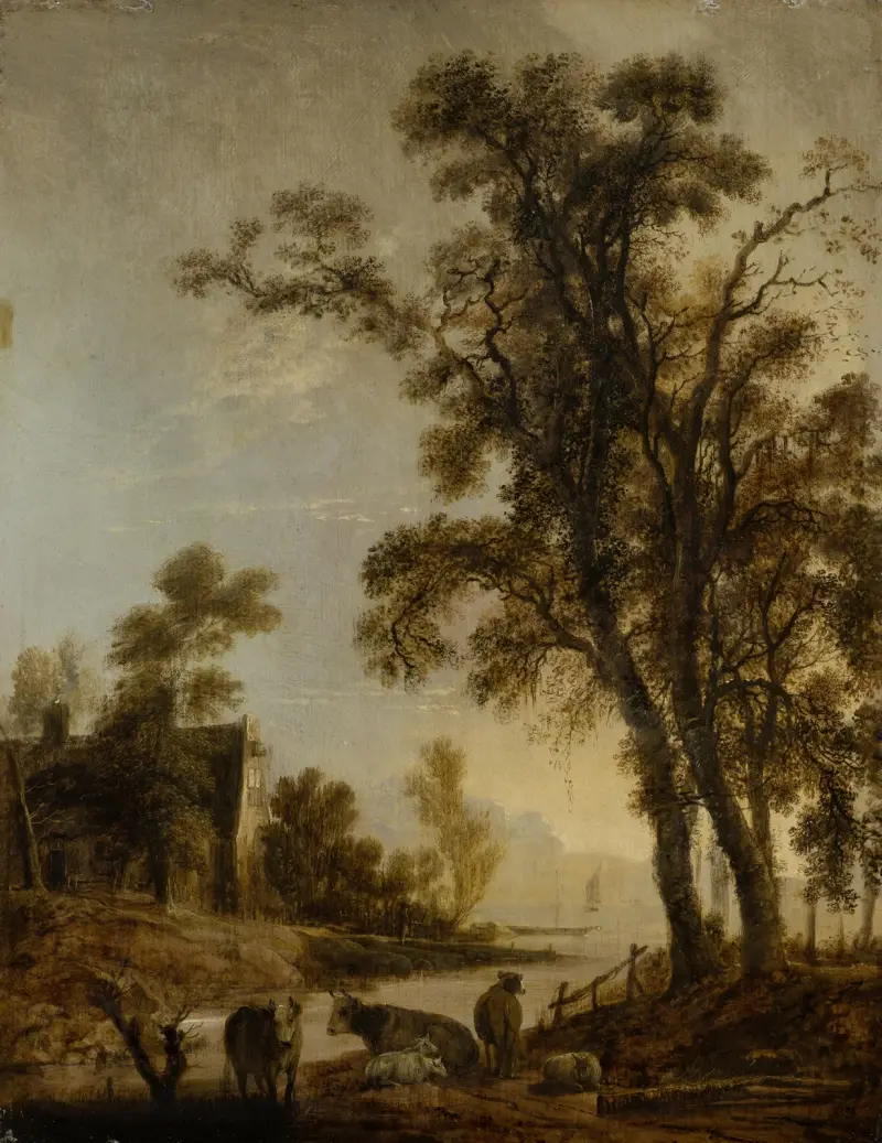 River Bank with Cattle av Aert van der Neer