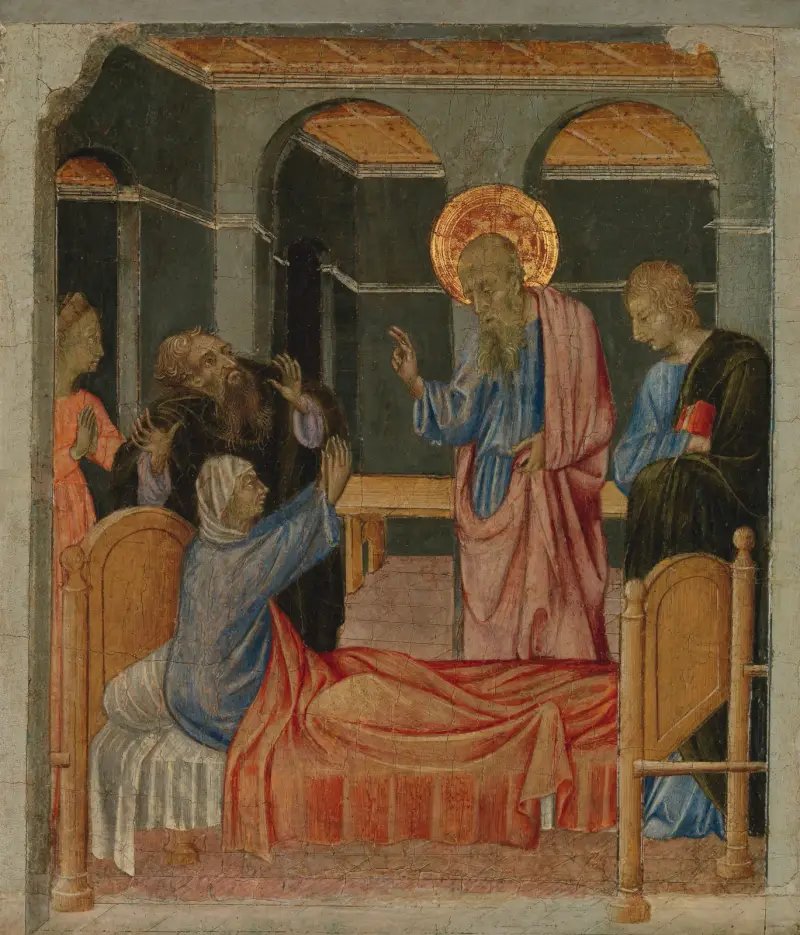 Johannes Evangelisten uppväcker Drusiana av Giovanni di Paolo