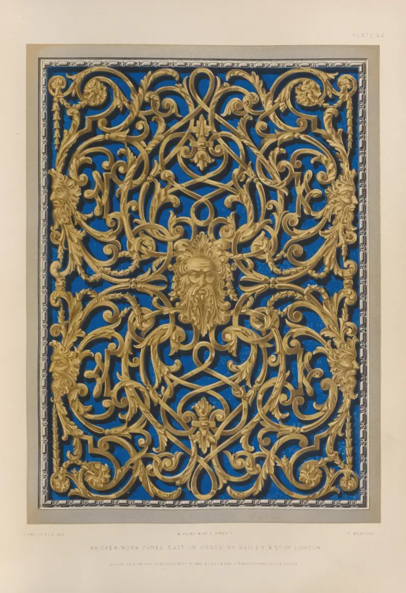 An open-work panel cast in brass av Matthew Digby Wyatt