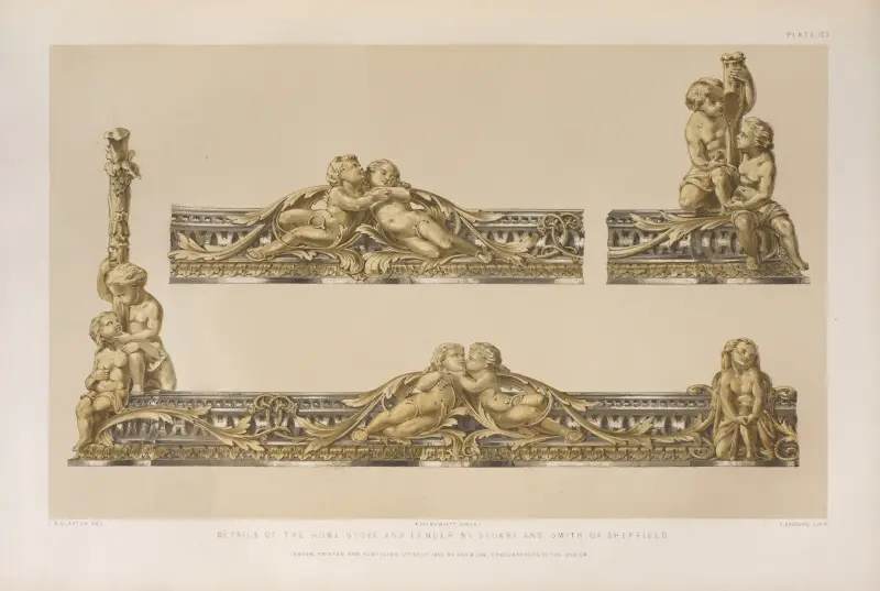 Detaljer av hemspisen och kamingallret av Matthew Digby Wyatt