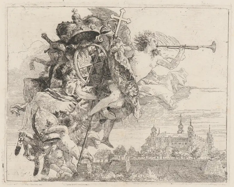 Carl Philipp von Greiffenflaus vapen, furstbiskop av Würzburg av Giovanni Domenico Tiepolo