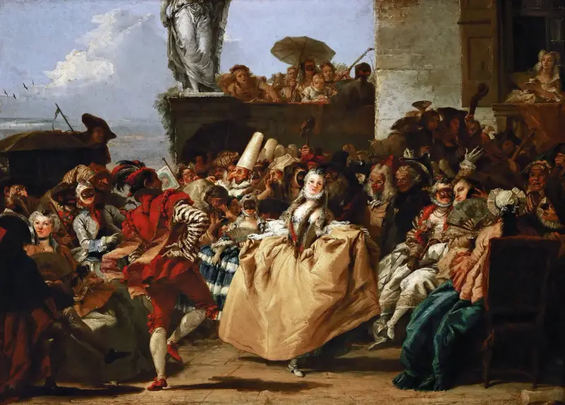 Karnevalsscen eller menuetten av Giovanni Domenico Tiepolo