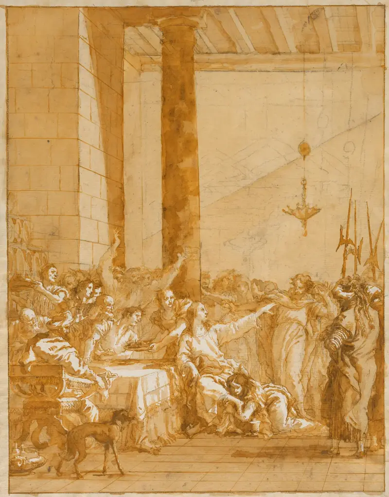 Kristus vid måltiden hos fariséen Simon, med Maria Magdalenas smörjelse av Kristi fötter av Giovanni Domenico Tiepolo