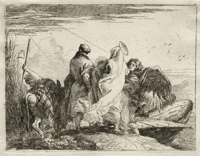 Święta Rodzina opuszczająca brzeg, Giovanni Domenico Tiepolo