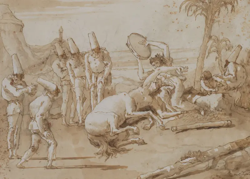 Kvinnan med tamburin av Giovanni Domenico Tiepolo