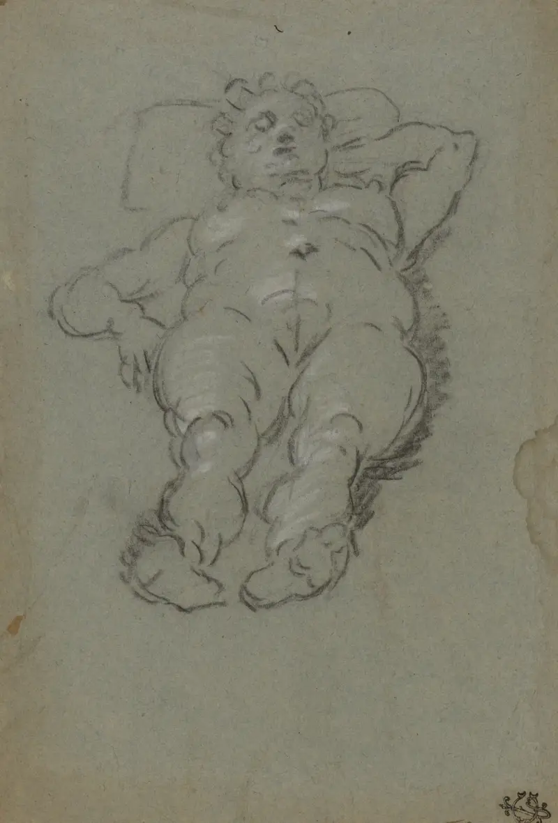 Liggande kvinnlig nakenstudie – nr 3 av Domenico Tintoretto