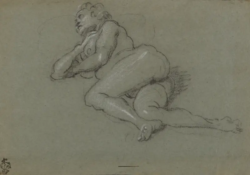 Liggande kvinnlig nakenstudie – nr 6 av Domenico Tintoretto