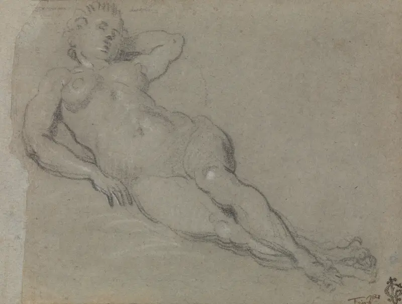 Liggande kvinnlig nakenstudie – nr 1 av Domenico Tintoretto