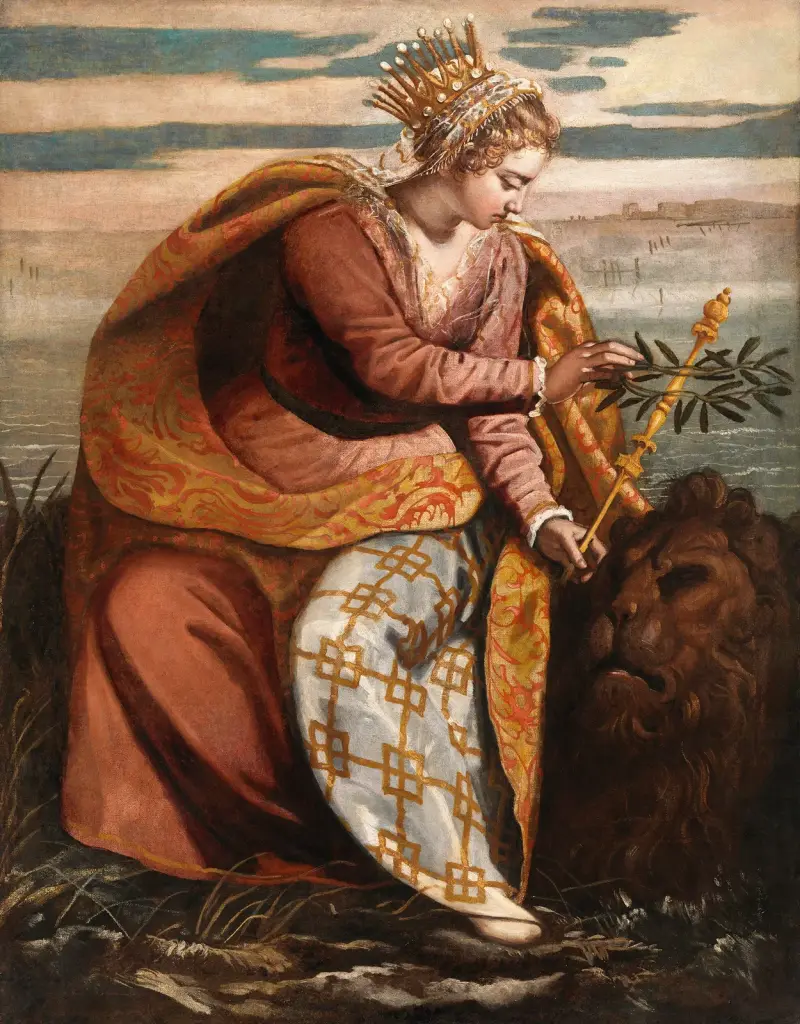 Venedig, Adriatiska havets drottning, kröner Markuslejonet av Domenico Tintoretto