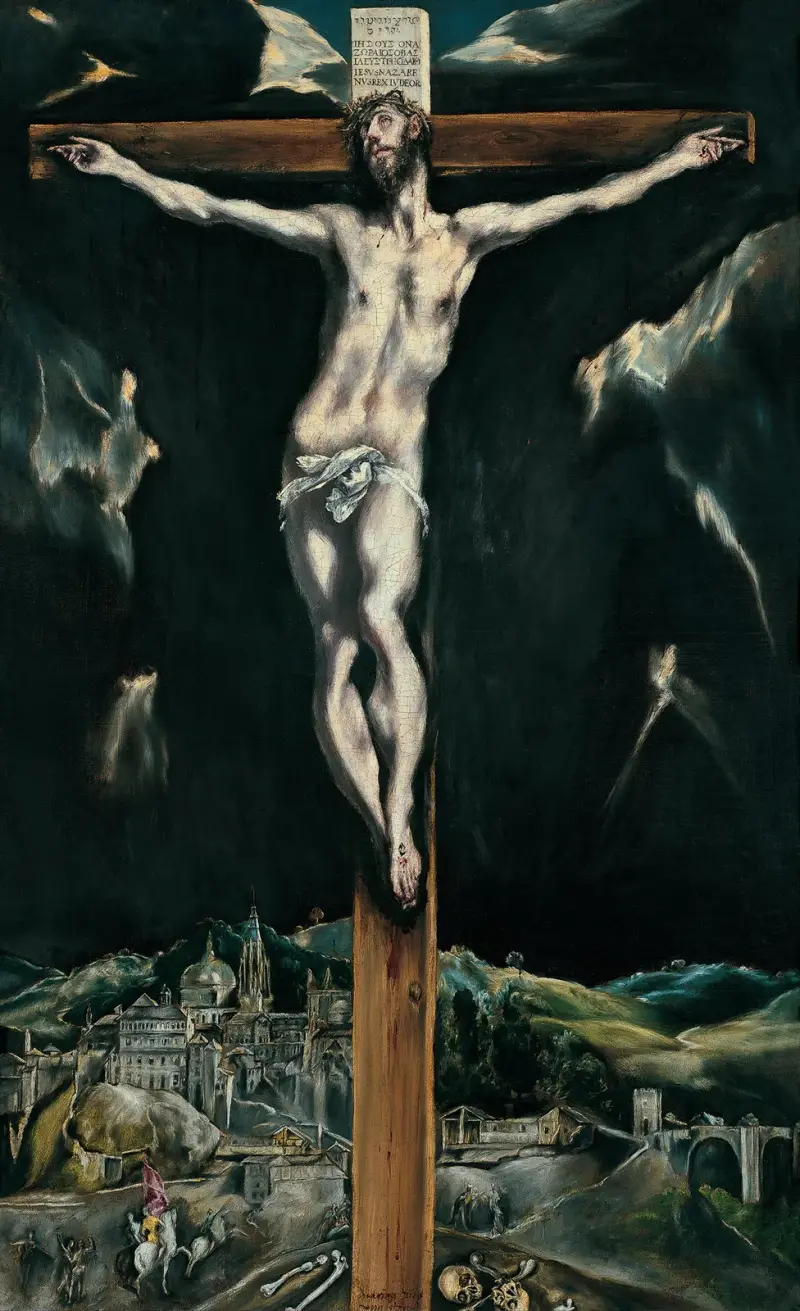Kristus korsfäst med Toledo i bakgrunden av El Greco (Domenikos Theotokopoulos)