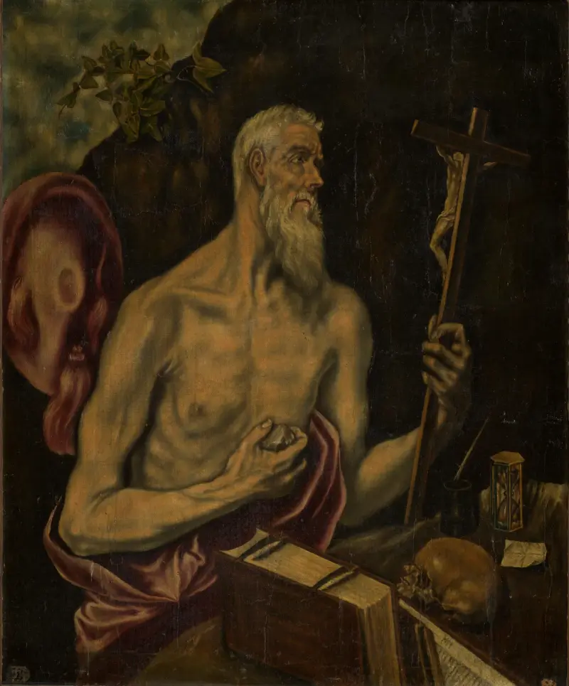 Hieronymus i botgöring av El Greco (Domenikos Theotokopoulos)