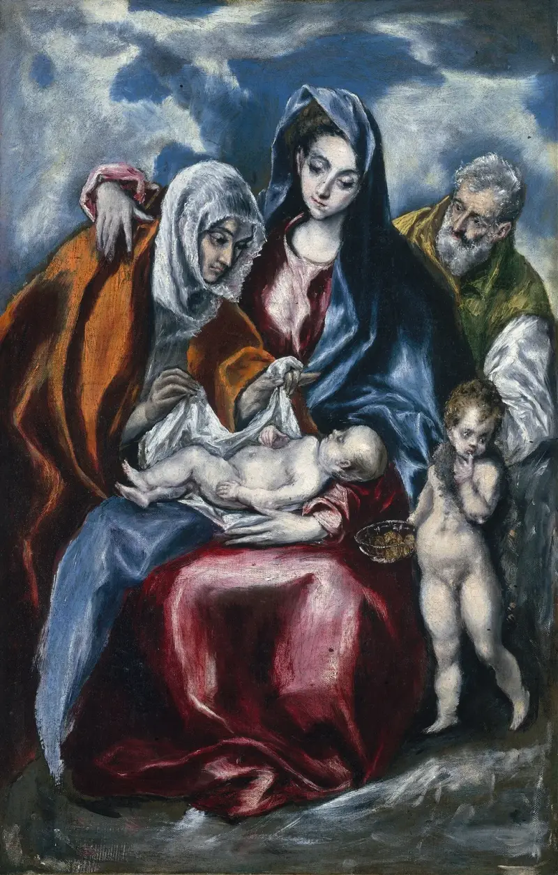 Den heliga familjen med sankta Anna och den unge Johannes Döparen av El Greco (Domenikos Theotokopoulos)