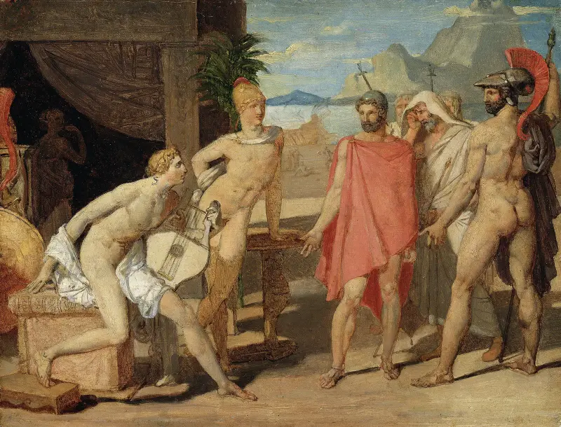 Akilles tar emot Agamemnons sändebud i sitt tält av Jean Auguste Dominique Ingres