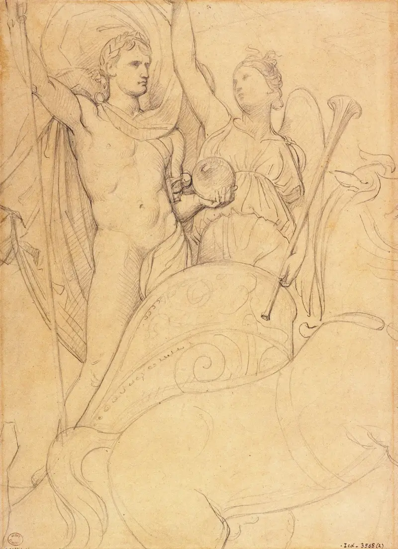 Studie till ”Napoleon I:s apoteos” – nr 2 av Jean Auguste Dominique Ingres