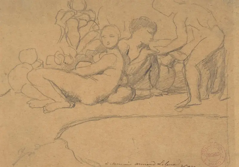Nakna figurer för L’Âge d’Or, Château de Dampierre av Jean Auguste Dominique Ingres