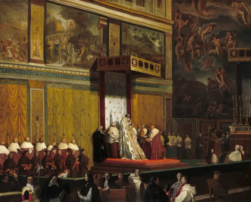 Papst Pius VII. in der Sixtinischen Kapelle von Jean Auguste Dominique Ingres