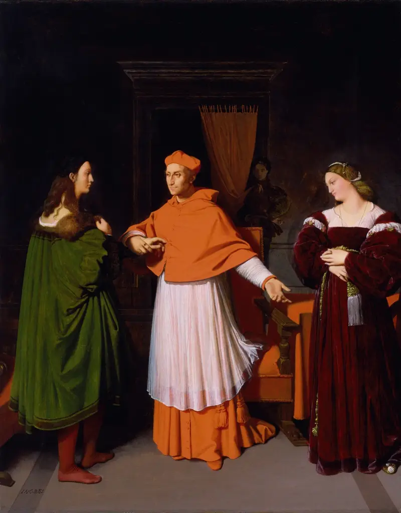 Förlovningen mellan Rafael och kardinal Bibbienas systerdotter av Jean Auguste Dominique Ingres