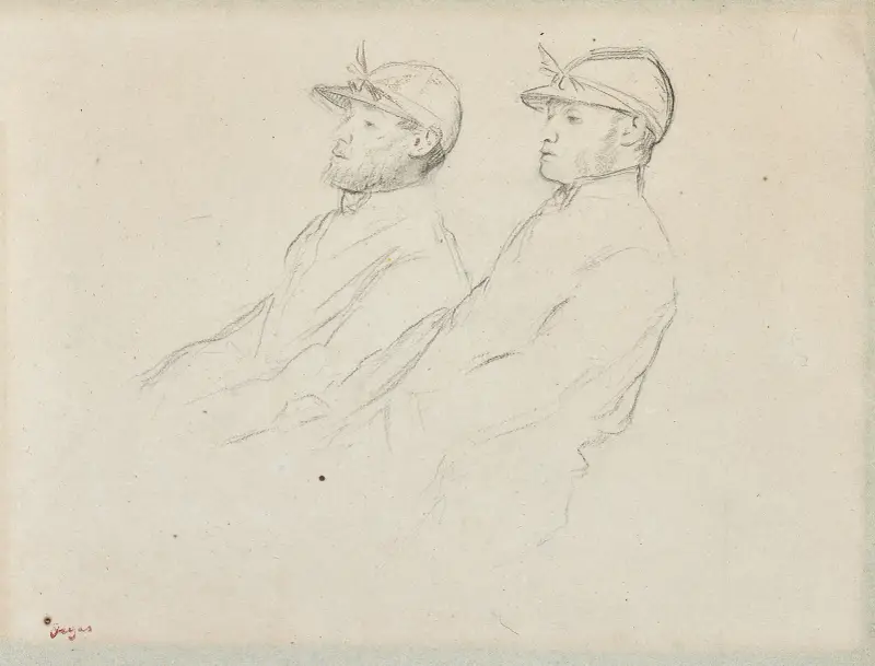 Deux jockeys av Edgar Degas