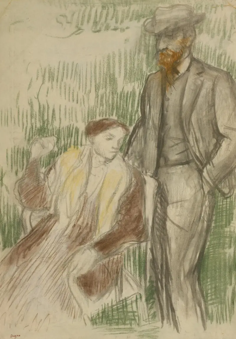 Skizze für ein Porträt von Herrn und Frau Louis Rouart von Edgar Degas