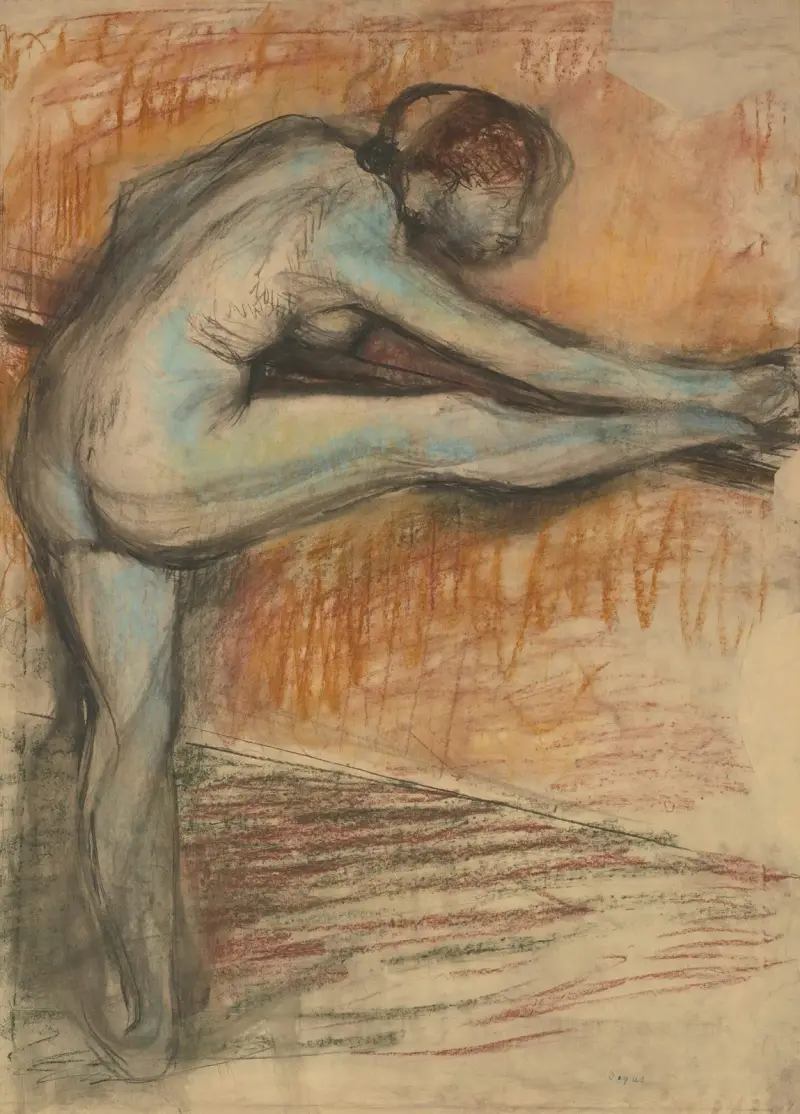 Nakenstudie för dansös vid stången av Edgar Degas