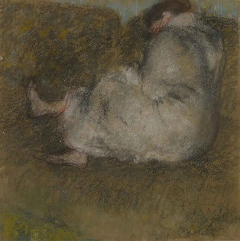 Kvinna sittande på en soffa av Edgar Degas
