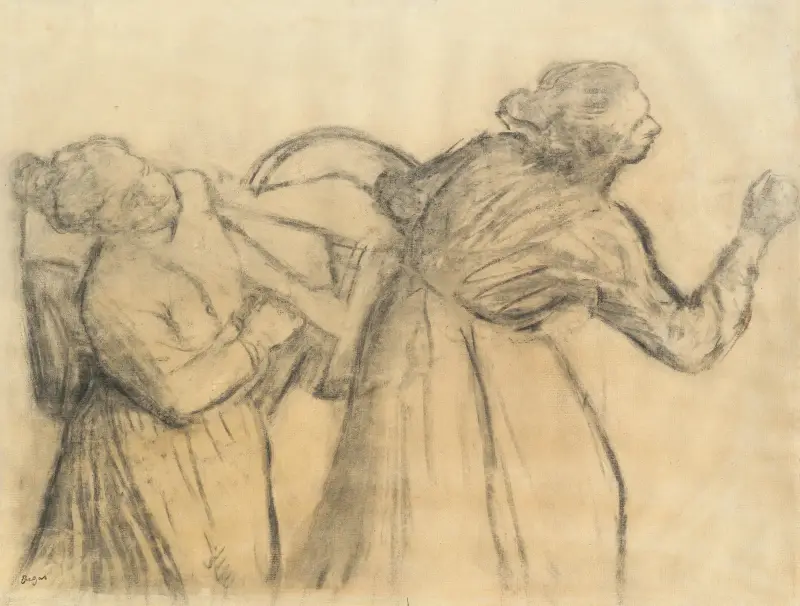 Laundress Carrying Linen av Edgar Degas