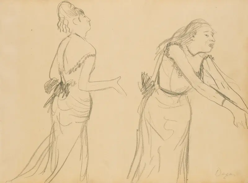 Skisser av en kafésångerska, 1877 – nr 3 av Edgar Degas