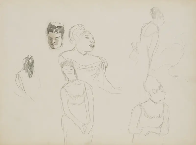 Skisser av kafésångerskor, 1877 – nr 3 av Edgar Degas