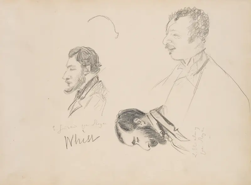 Skisser av män i profil av Edgar Degas