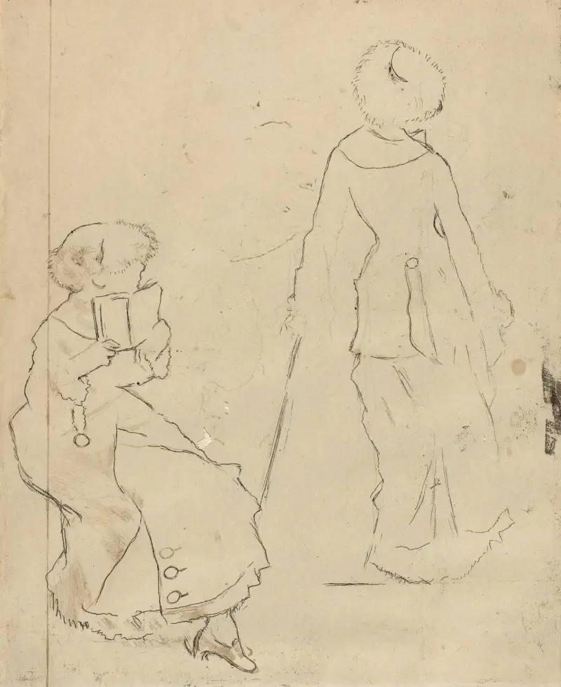 Studie för ”Mary Cassatt på Louvren” (verso) av Edgar Degas