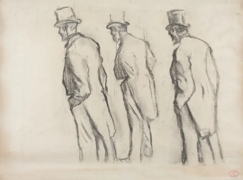 Tre studier av Ludovic Halévy stående II av Edgar Degas
