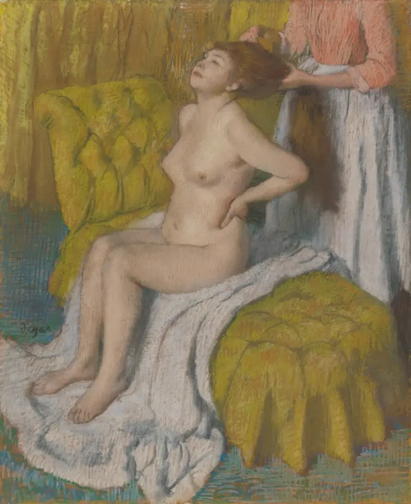Frau, die ihr Haar gekämmt bekommt von Edgar Degas